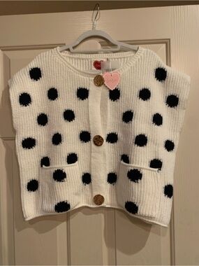 White/Black Polka Dot Vest